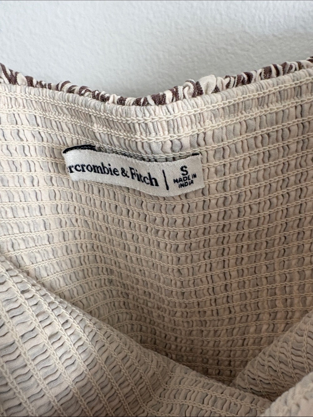 Abercrombie & Fitch Cream and Brown Striped Midi Dress - Picture 2 of 2